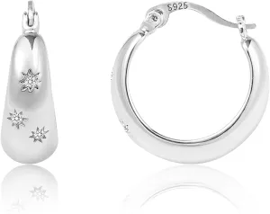 Silver Chunky Hoop Earrings for Women