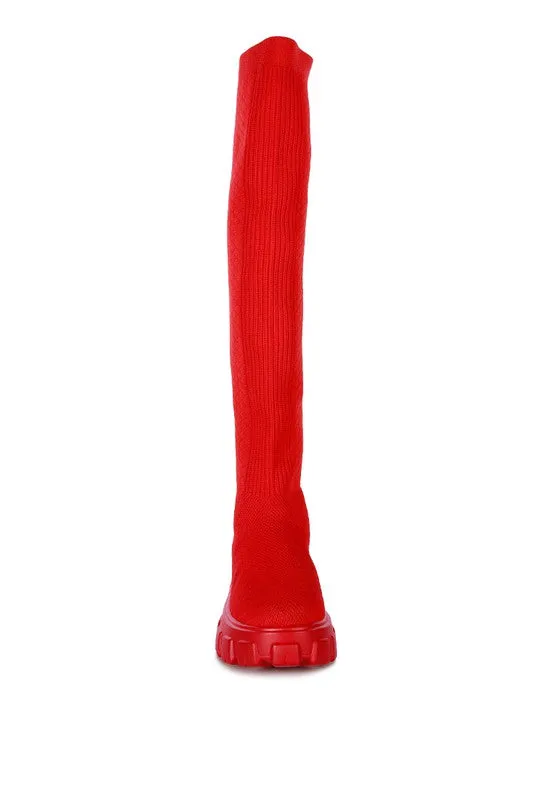 Sizes 5 & 6 LORO Stretch Knit Knee-High Boots