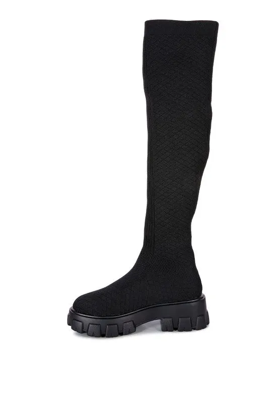Sizes 5 & 6 LORO Stretch Knit Knee-High Boots