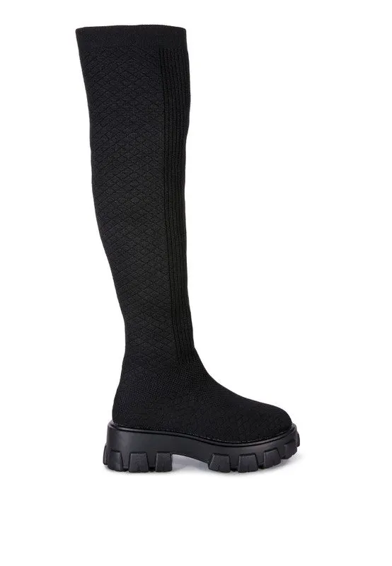Sizes 5 & 6 LORO Stretch Knit Knee-High Boots
