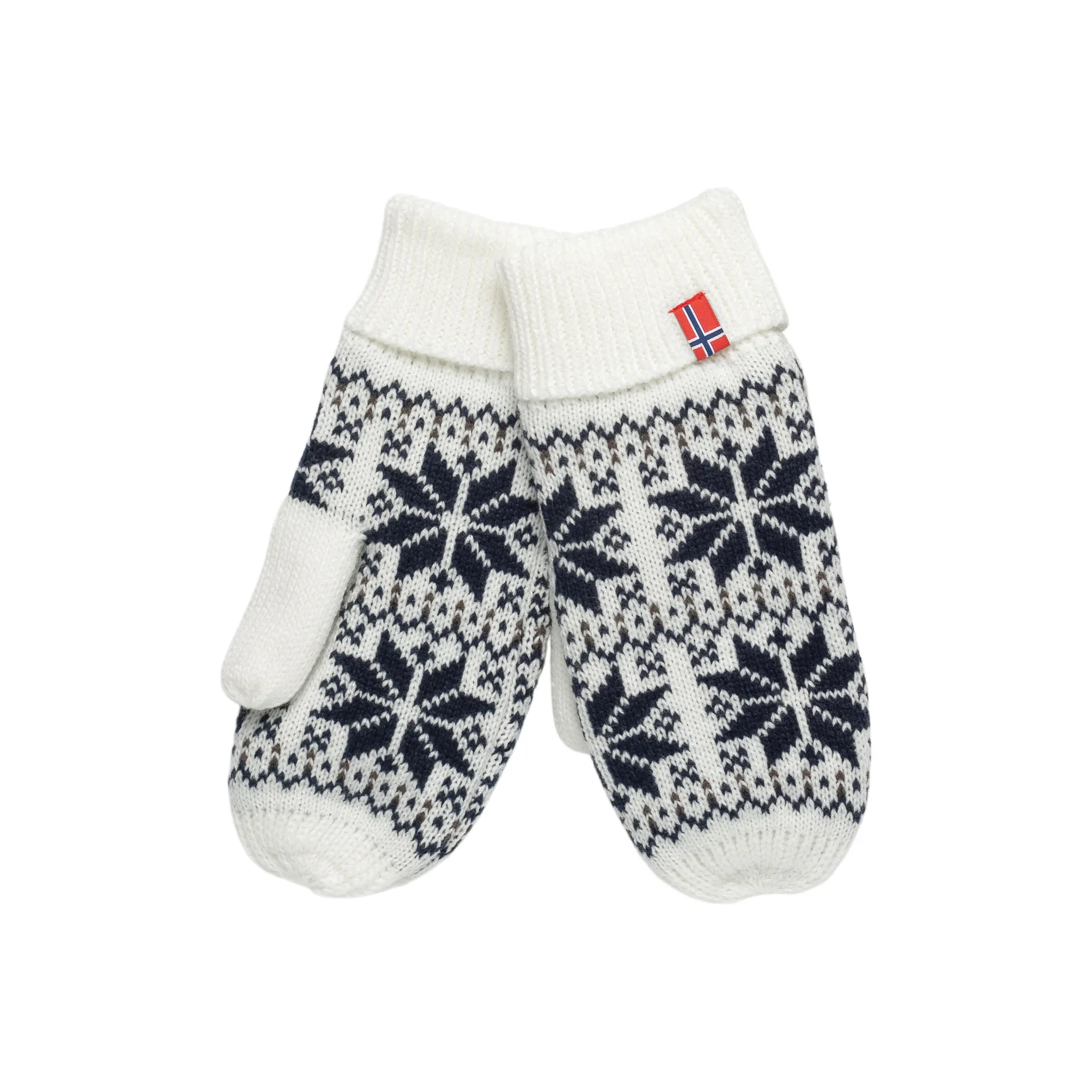 Snow Crystal Mittens - White / Navy