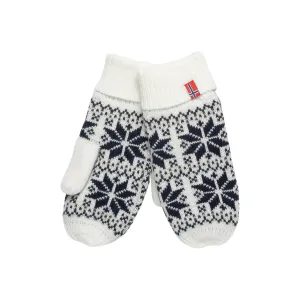 Snow Crystal Mittens - White / Navy