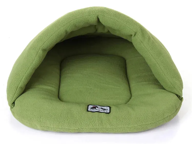 Snuggle Haven: Winter Warmth in Polar Fleece Dog Beds - Heated Mat Slippers, Kennel House for Cats - Sleeping Bag Nest Cave Bed for Ultimate Coziness!