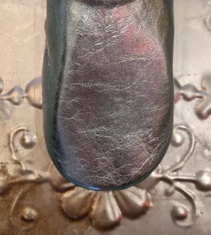 Soft leather metallic slippers .. size 37
