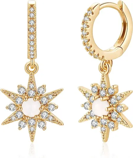 Starburst Gold Huggie Hoop Earrings