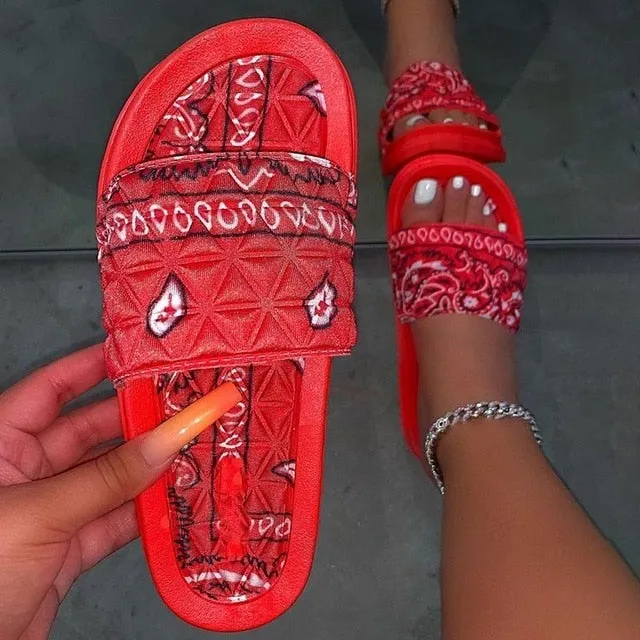 Summer Women Graffiti Slides Ladies House Sandals