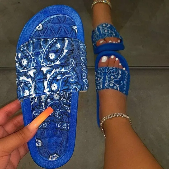 Summer Women Graffiti Slides Ladies House Sandals