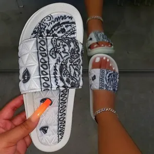 Summer Women Graffiti Slides Ladies House Sandals