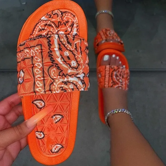 Summer Women Graffiti Slides Ladies House Sandals