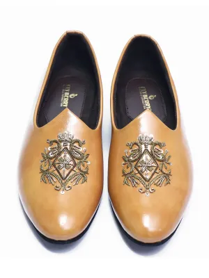 Tan Embroided Mojris for Weddings and Casual Wear