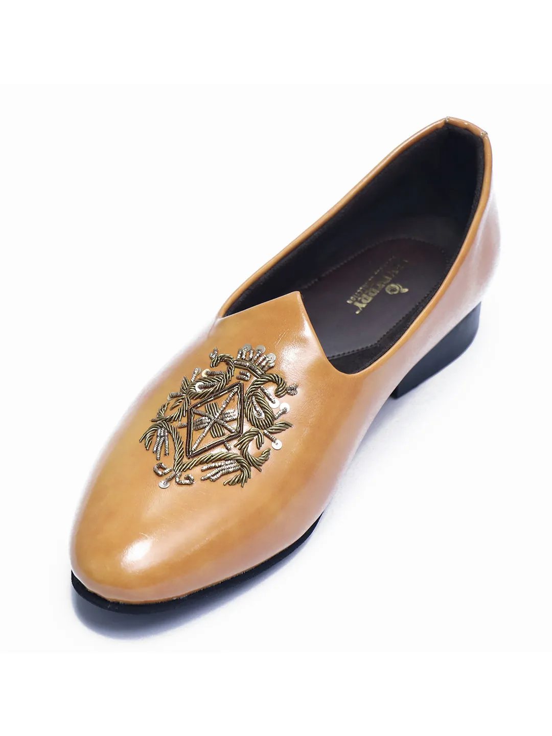 Tan Embroided Mojris for Weddings and Casual Wear
