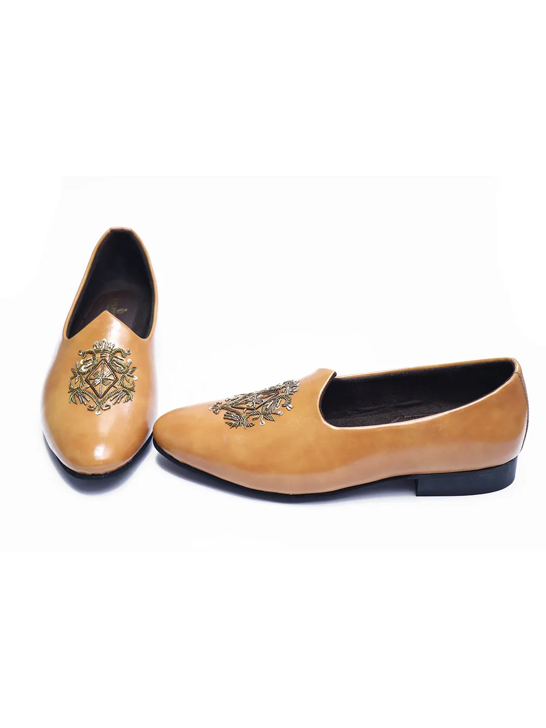 Tan Embroided Mojris for Weddings and Casual Wear