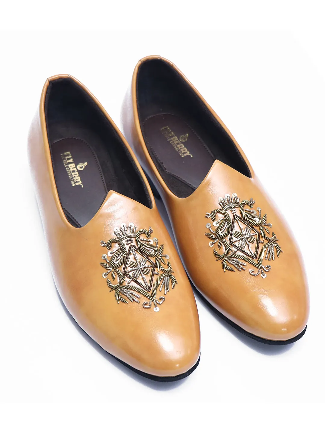 Tan Embroided Mojris for Weddings and Casual Wear