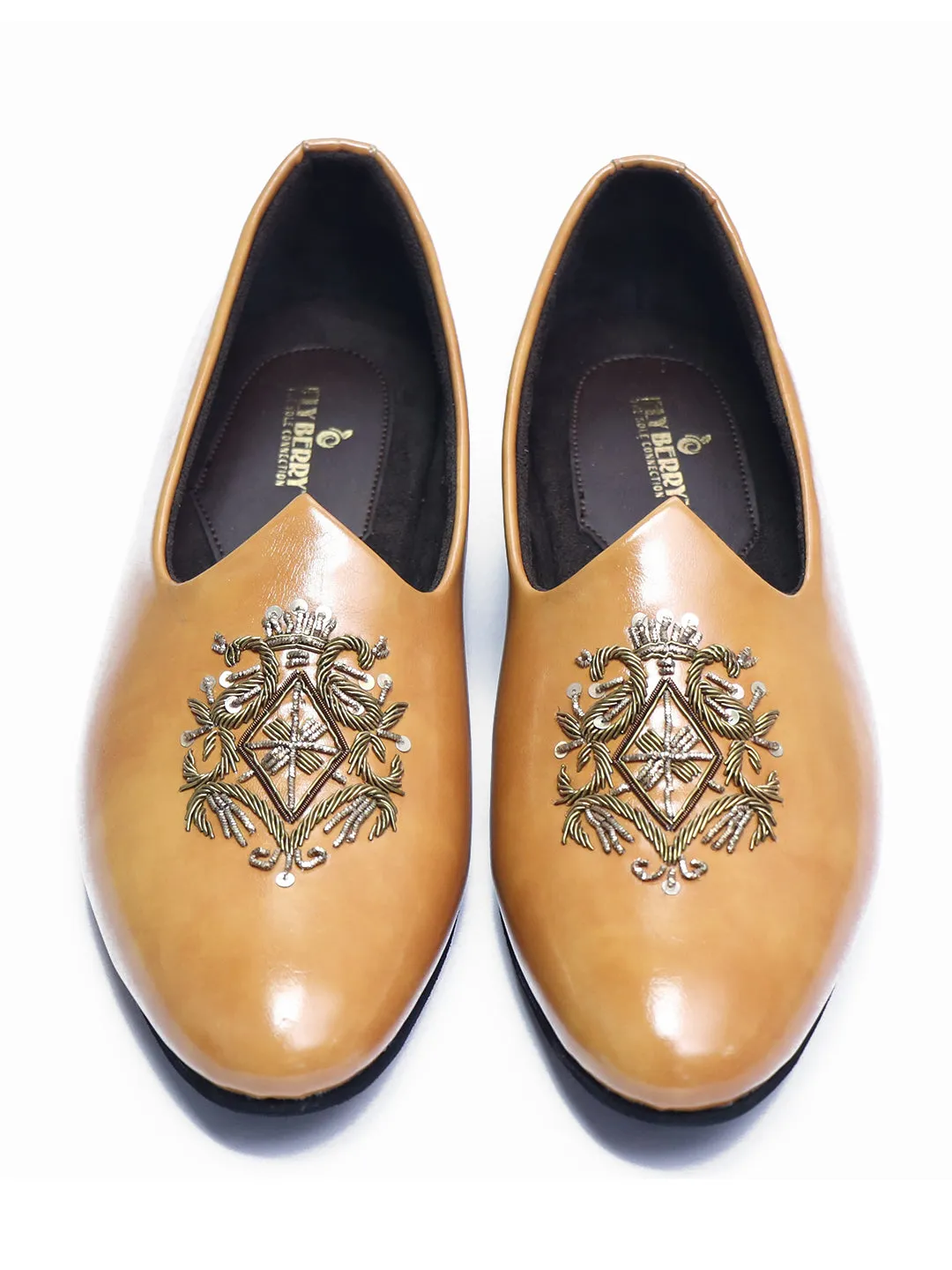 Tan Embroided Mojris for Weddings and Casual Wear