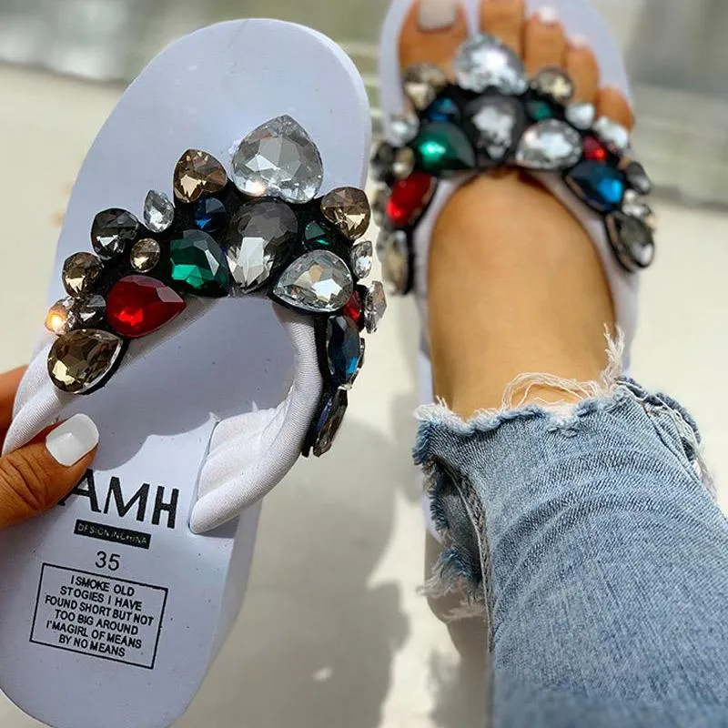 Toe Post Beaded Platform Muffin Sandals