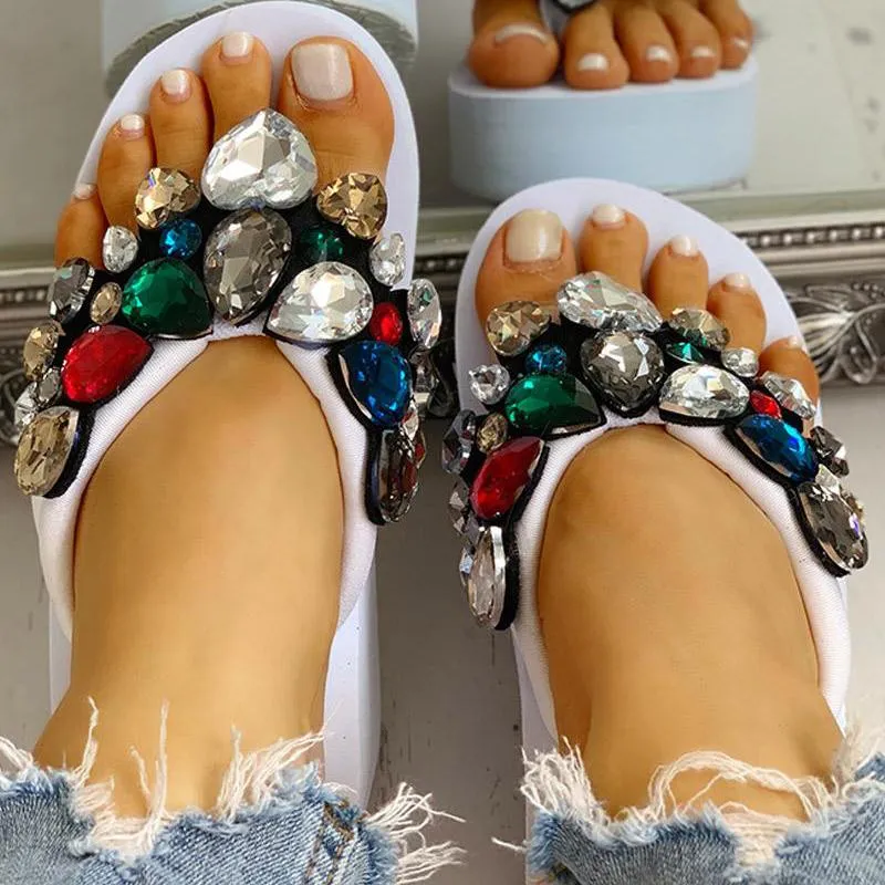 Toe Post Beaded Platform Muffin Sandals