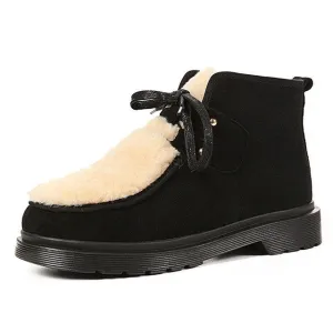 Top Quality Women Ankle Boots Low Heels Warm Winter Snow Boots Fashion Lace Up Martin Shoes Woman Ladies Casual Shoes