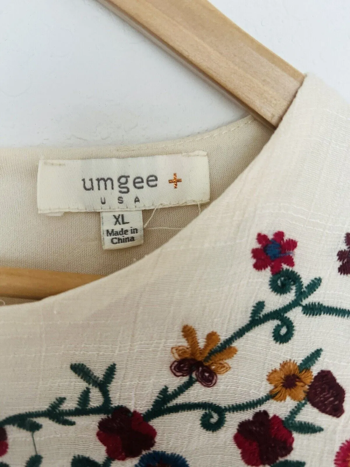 UMGEE The Hanna Embroidered Ivory Dress Sz XL Boho Western Festival