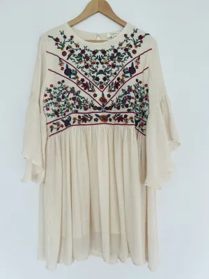 UMGEE The Hanna Embroidered Ivory Dress Sz XL Boho Western Festival