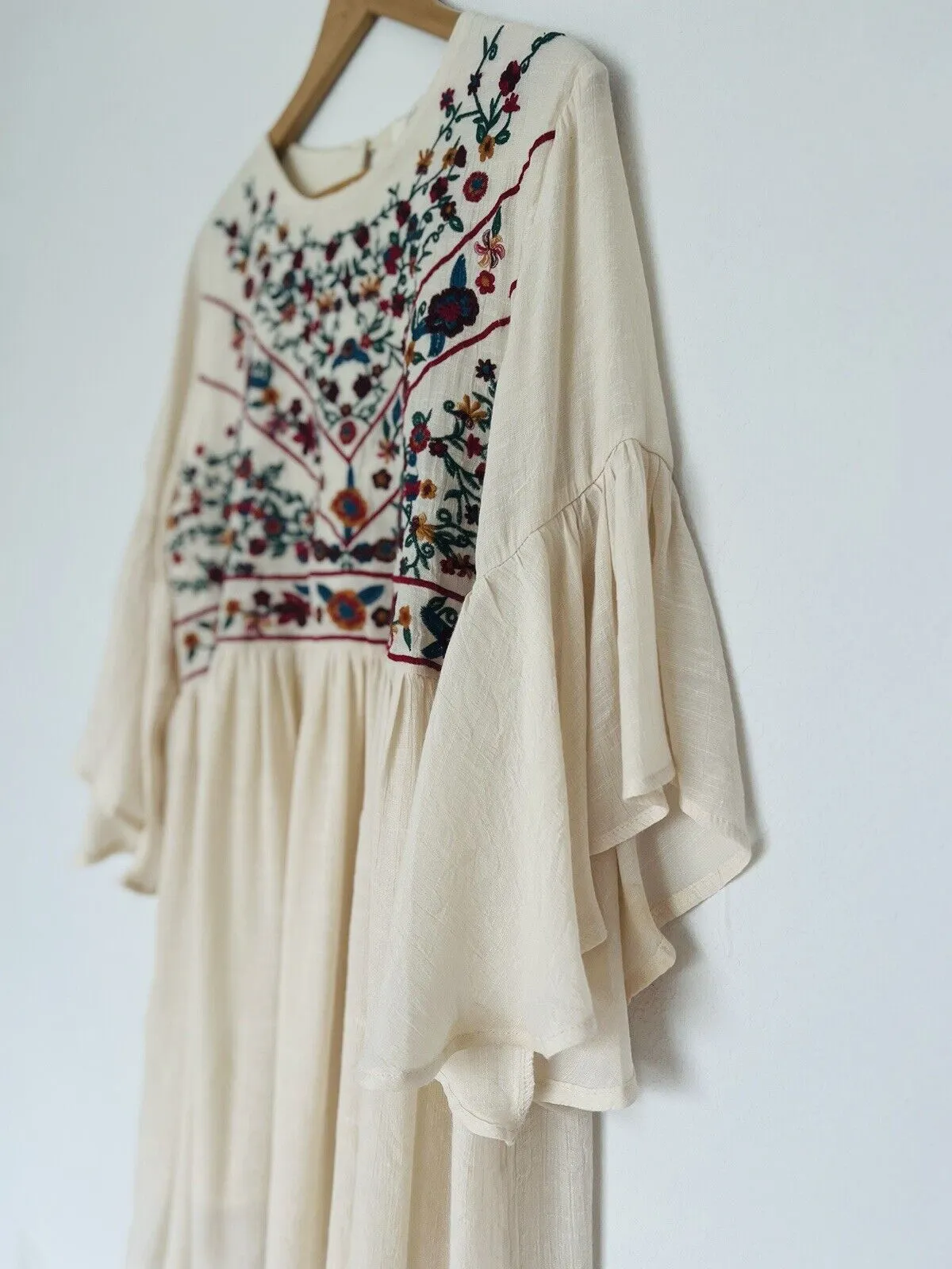 UMGEE The Hanna Embroidered Ivory Dress Sz XL Boho Western Festival