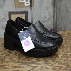 Universal Thread Womens Maisy Loafer Heels with Memory Foam Insole Black 6.5M