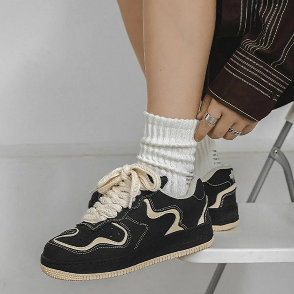 Urban High Street Coffee Stripe Couple Casual Sneakers