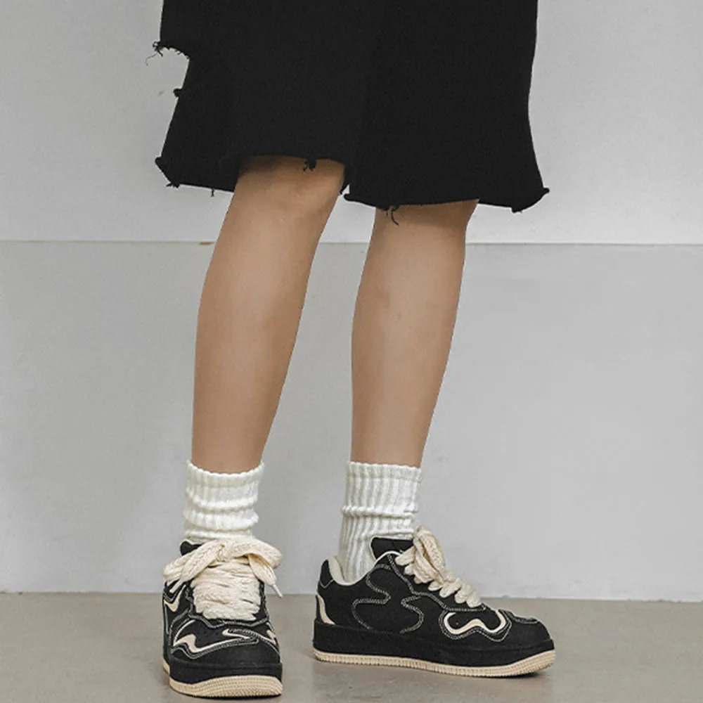 Urban High Street Coffee Stripe Couple Casual Sneakers