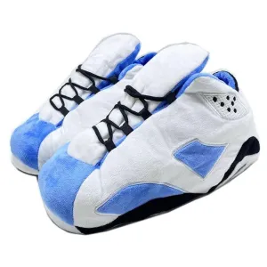 White Blue Unisex Slippers - Warm, Cozy & Stylish Indoor Footwear