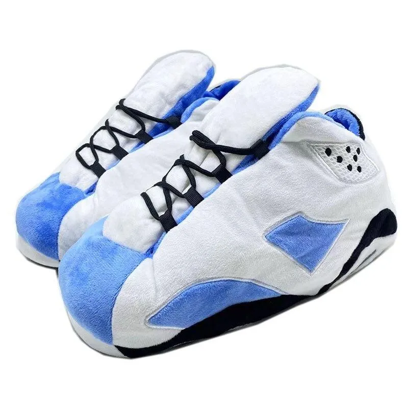 White Blue Unisex Slippers - Warm, Cozy & Stylish Indoor Footwear