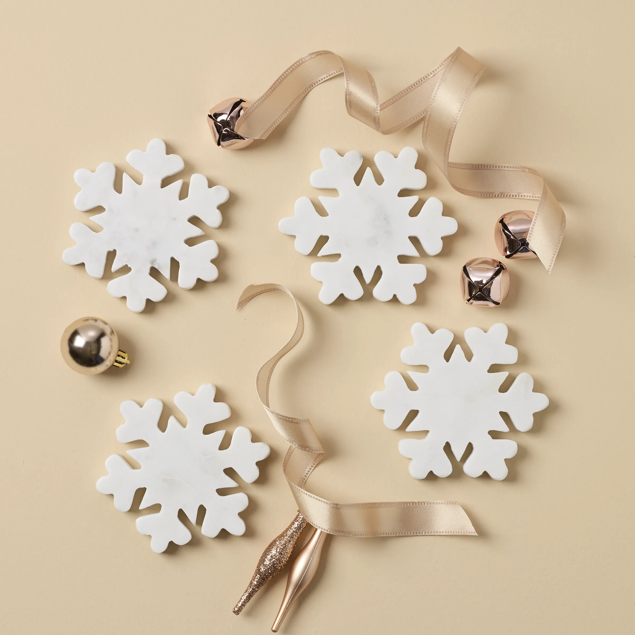 White Marble Snowflake Coasters