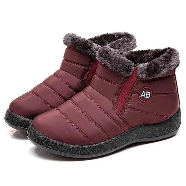 Winter Snow Boots Waterproof Warm Plush Ankle Boots For Women