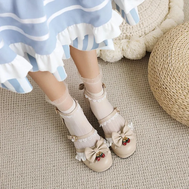 Women's Lolita Closed Toe Lace Butterfly Knot Medium Heel Chunky Heel Sandals