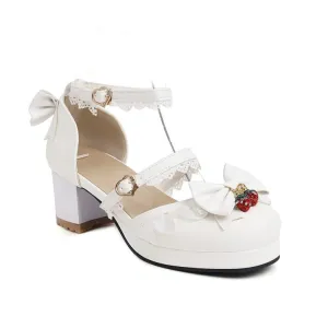 Women's Lolita Closed Toe Lace Butterfly Knot Medium Heel Chunky Heel Sandals