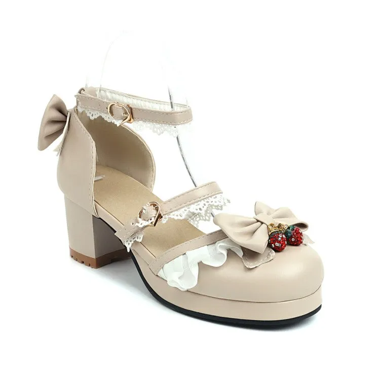 Women's Lolita Closed Toe Lace Butterfly Knot Medium Heel Chunky Heel Sandals