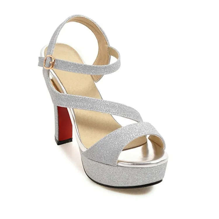 Women's Peep Toe Ankle Strap Platform Super High Heel Sandals