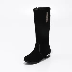 Women's Suede Low Heel Knee High Boots
