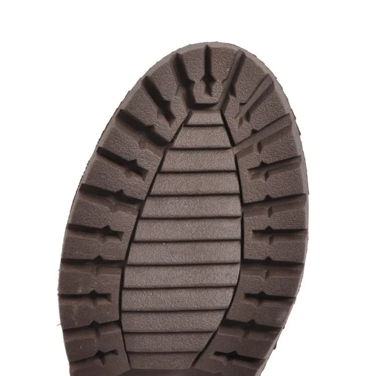 Women's Suede Stitching Side Zippers Block Heel Short Boots
