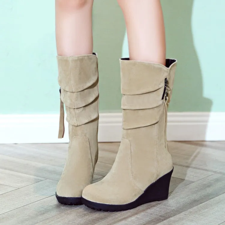 Women's Wedge Heel Mid Calf Boots