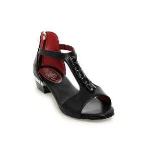 Women's's Solid Color Buckle Strap Metal Decor Sandals Low Heels