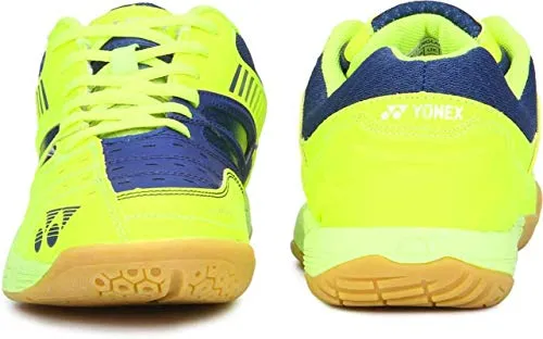 Yonex Tru-Cushion V Non Marking Badminton Court Shoes, Lime/Navy - 8 UK