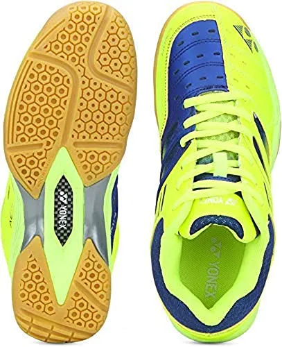 Yonex Tru-Cushion V Non Marking Badminton Court Shoes, Lime/Navy - 8 UK